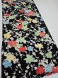Photo2: 1D06z90  Japanese Kimono Silk  FABRIC Plum blossom Black 63.8x14.2 (2)