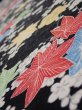 Photo4: 1D07z40  Japanese Kimono Silk  FABRIC Plum blossom Black 59.1x7.1 (4)