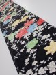 Photo1: 1D08z40  Japanese Kimono Silk  FABRIC Plum blossom Black 59.1x7.1 (1)