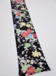 Photo2: 1D08z40  Japanese Kimono Silk  FABRIC Plum blossom Black 59.1x7.1 (2)