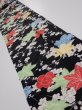 Photo1: 1D09z50  Japanese Kimono Silk  FABRIC Plum blossom Black 79.9x7.1 (1)
