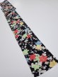 Photo5: 1D09z50  Japanese Kimono Silk  FABRIC Plum blossom Black 79.9x7.1 (5)