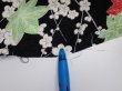 Photo6: 1D09z50  Japanese Kimono Silk  FABRIC Plum blossom Black 79.9x7.1 (6)