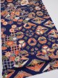 Photo2: 1D01z60  Japanese Kimono Silk  FABRIC Crane Navy 44.9x14.4 (2)