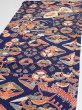 Photo3: 1D02z60  Japanese Kimono Silk  FABRIC Crane Navy 44.9x14.4 (3)