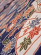 Photo4: 1D02z60  Japanese Kimono Silk  FABRIC Crane Navy 44.9x14.4 (4)