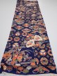 Photo5: 1D02z60  Japanese Kimono Silk  FABRIC Crane Navy 44.9x14.4 (5)