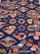 Photo1: 1D03z90  Japanese Kimono Silk  FABRIC Crane Navy 64.2x14.4 (1)