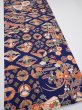 Photo2: 1D04z90  Japanese Kimono Silk  FABRIC Crane Navy 64.2x14.4 (2)