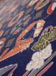 Photo4: 1D04z90  Japanese Kimono Silk  FABRIC Crane Navy 64.2x14.4 (4)