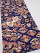 Photo2: 1D06z90  Japanese Kimono Silk  FABRIC Crane Navy 64.6x14.4 (2)