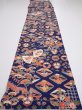 Photo5: 1D06z90  Japanese Kimono Silk  FABRIC Crane Navy 64.6x14.4 (5)