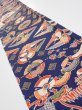 Photo1: 1D08z40  Japanese Kimono Silk  FABRIC Crane Navy 59.8x7.1 (1)