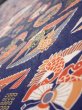 Photo4: 1D08z40  Japanese Kimono Silk  FABRIC Crane Navy 59.8x7.1 (4)