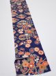 Photo2: 1D09z60  Japanese Kimono Silk  FABRIC Crane Navy 82.7x7.1 (2)