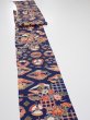 Photo3: 1D09z60  Japanese Kimono Silk  FABRIC Crane Navy 82.7x7.1 (3)