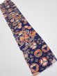 Photo1: 1D10z30  Japanese Kimono Silk  FABRIC Crane Navy 36.6x7.1 (1)