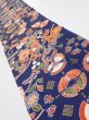 Photo3: 1D10z30  Japanese Kimono Silk  FABRIC Crane Navy 36.6x7.1 (3)