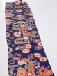 Photo4: 1D10z30  Japanese Kimono Silk  FABRIC Crane Navy 36.6x7.1 (4)