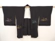 Photo6: 6520T01z540 Vintage Japanese Kimono Silk HAORI Wave Black (6)