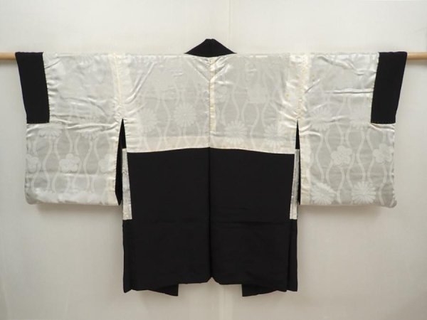 Photo7: 6520T01z540 Vintage Japanese Kimono Silk HAORI Wave Black (7)