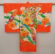 Photo1: 6520T02z350 Vintage Japanese Kimono Silk Girl's  Peony Tomato red (1)