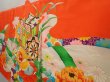 Photo2: 6520T02z350 Vintage Japanese Kimono Silk Girl's  Peony Tomato red (2)