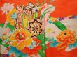 Photo3: 6520T02z350 Vintage Japanese Kimono Silk Girl's  Peony Tomato red (3)