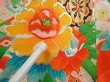 Photo6: 6520T02z350 Vintage Japanese Kimono Silk Girl's  Peony Tomato red (6)