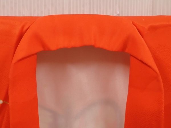 Photo8: 6520T02z350 Vintage Japanese Kimono Silk Girl's  Peony Tomato red (8)