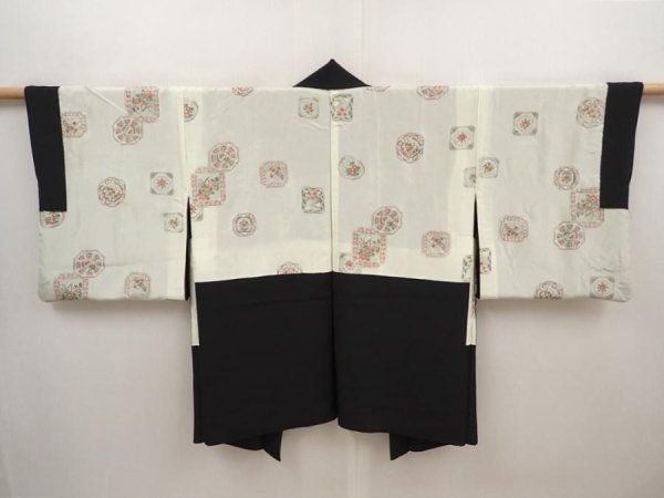 Photo6: 6520T03z560 Vintage Japanese Kimono Silk HAORI Nandin Black (6)