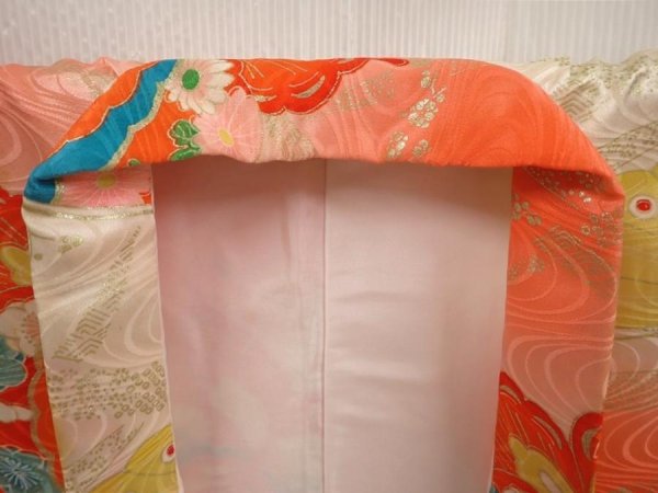 Photo7: 6520T04z660 Vintage Japanese Kimono Silk Girl's  Butterfly Red-Pink (7)