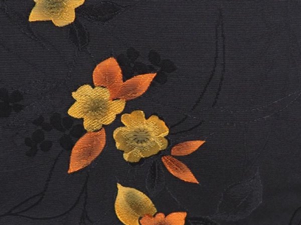 Photo4: 6520T05z510 Vintage Japanese Kimono Silk HAORI Flower Black (4)