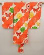 Photo1: 6520T06z420 Vintage Japanese Kimono Silk Girl's  Butterfly Tomato red (1)