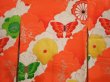 Photo3: 6520T06z420 Vintage Japanese Kimono Silk Girl's  Butterfly Tomato red (3)