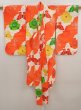 Photo6: 6520T06z420 Vintage Japanese Kimono Silk Girl's  Butterfly Tomato red (6)