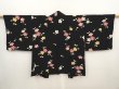 Photo1: 6520T07z470 Vintage Japanese Kimono Silk HAORI Sakura Black (1)