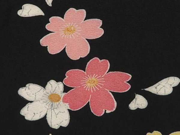 Photo4: 6520T07z470 Vintage Japanese Kimono Silk HAORI Sakura Black (4)
