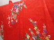 Photo2: 6520T08z630 Vintage Japanese Kimono Synthetic Girl's  Flower cart Red (2)