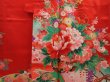 Photo7: 6520T08z630 Vintage Japanese Kimono Synthetic Girl's  Flower cart Red (7)
