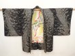 Photo7: 6520T09z590 Vintage Japanese Kimono Silk HAORI Peacock feather Black (7)