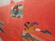 Photo2: 6520T10z630 Vintage Japanese Kimono Silk Girl's  Royal cart Red (2)