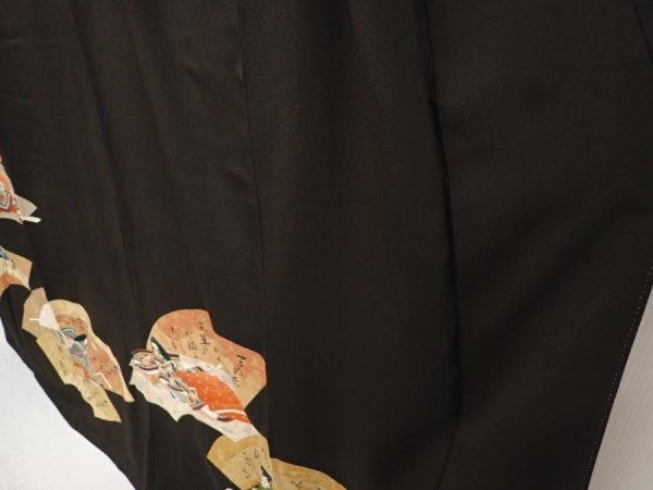 Photo4: 6520T12z1600 Vintage Japanese Kimono Silk TOMESODE Princess Black (4)