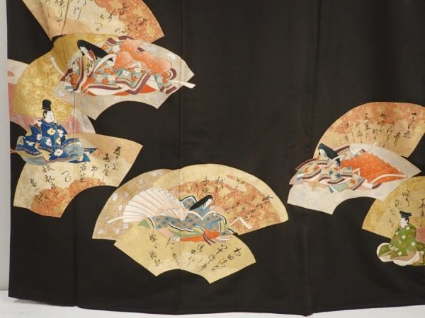 Photo6: 6520T12z1600 Vintage Japanese Kimono Silk TOMESODE Princess Black (6)