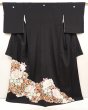Photo1: 6520T13z1190  Japanese Kimono Silk TOMESODE Peony Black (1)