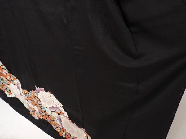 Photo4: 6520T13z1190  Japanese Kimono Silk TOMESODE Peony Black (4)