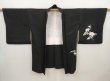 Photo5: 6521T01z610 Vintage Japanese Kimono Silk HAORI Peony Black (5)