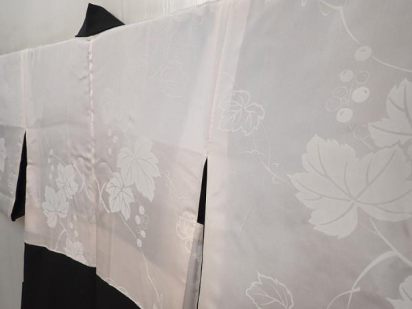 Photo7: 6521T01z610 Vintage Japanese Kimono Silk HAORI Peony Black (7)