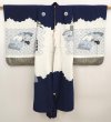 Photo7: 6521T02z370 Vintage Japanese Kimono Synthetic Boy's  Hawk Dark navy (7)