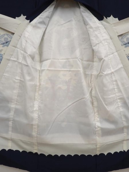 Photo8: 6521T02z370 Vintage Japanese Kimono Synthetic Boy's  Hawk Dark navy (8)